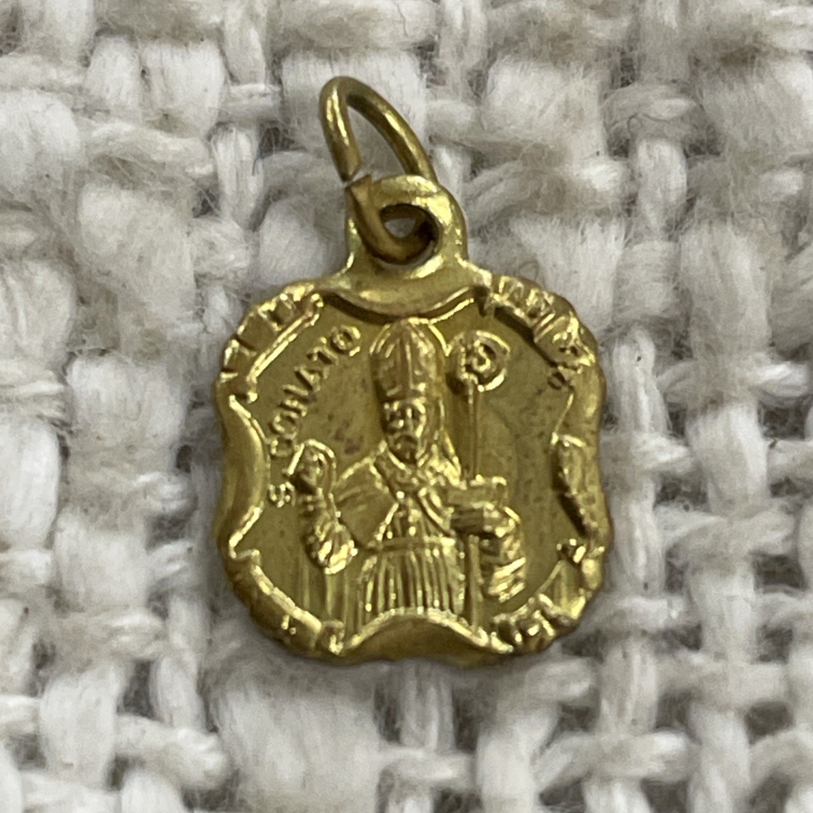 Vintage Gold Toned Ricardo Religious Mini Saint Donato Charm Pendant
