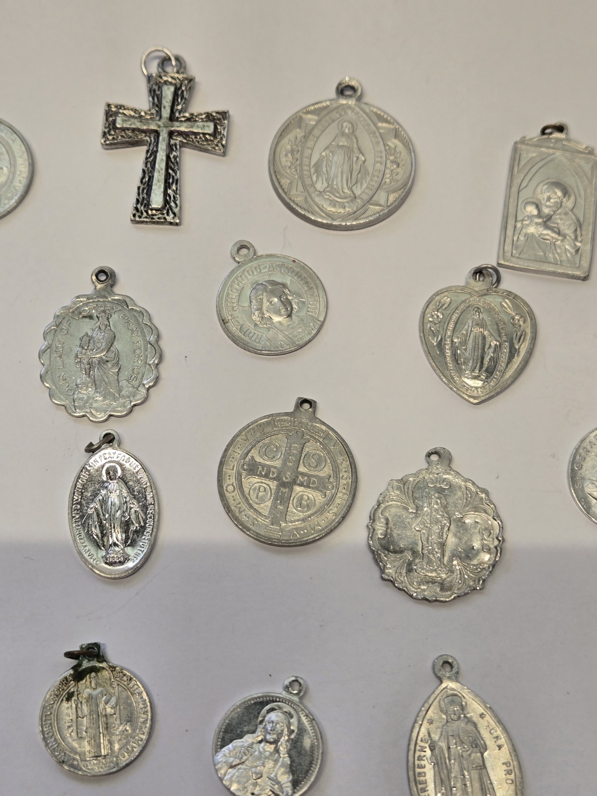 Vintage 39 Piece Lot Aluminum Catholic Medals Half Marked Italy France Germany