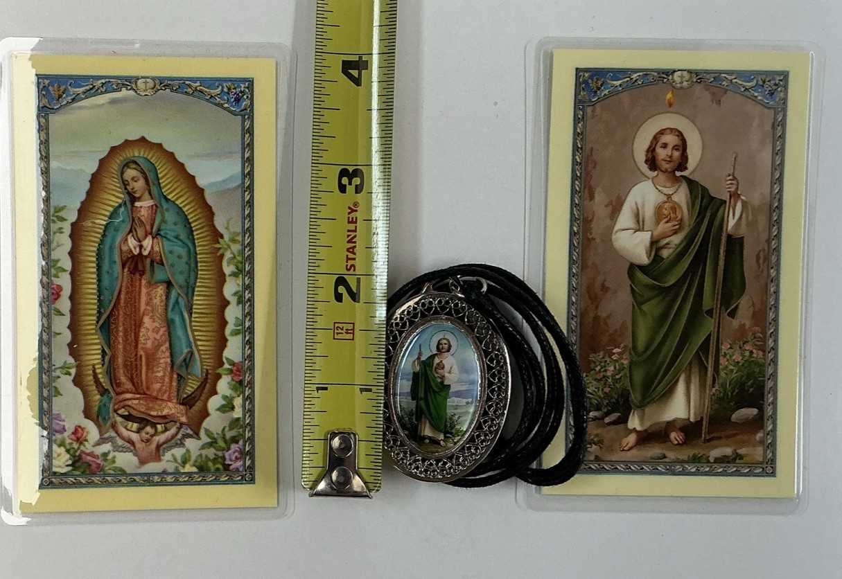 Medal Saint Jude & Virgen Guadalupe And Holy Card, Healing Prayer In Spanish