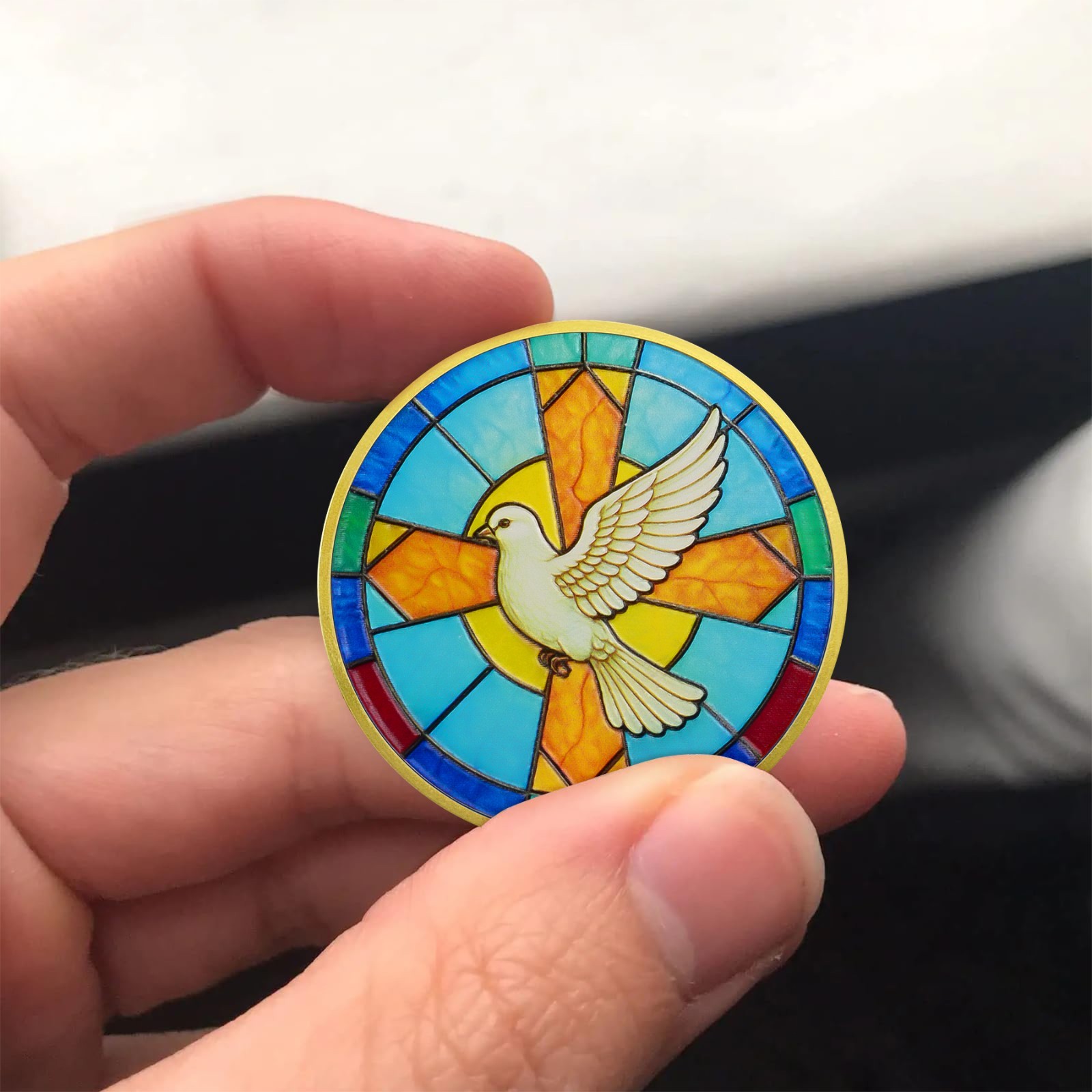 5pcs Christian Challenge Coin John 14:27 Bible Verse Holy Dove Themed Faith Gift