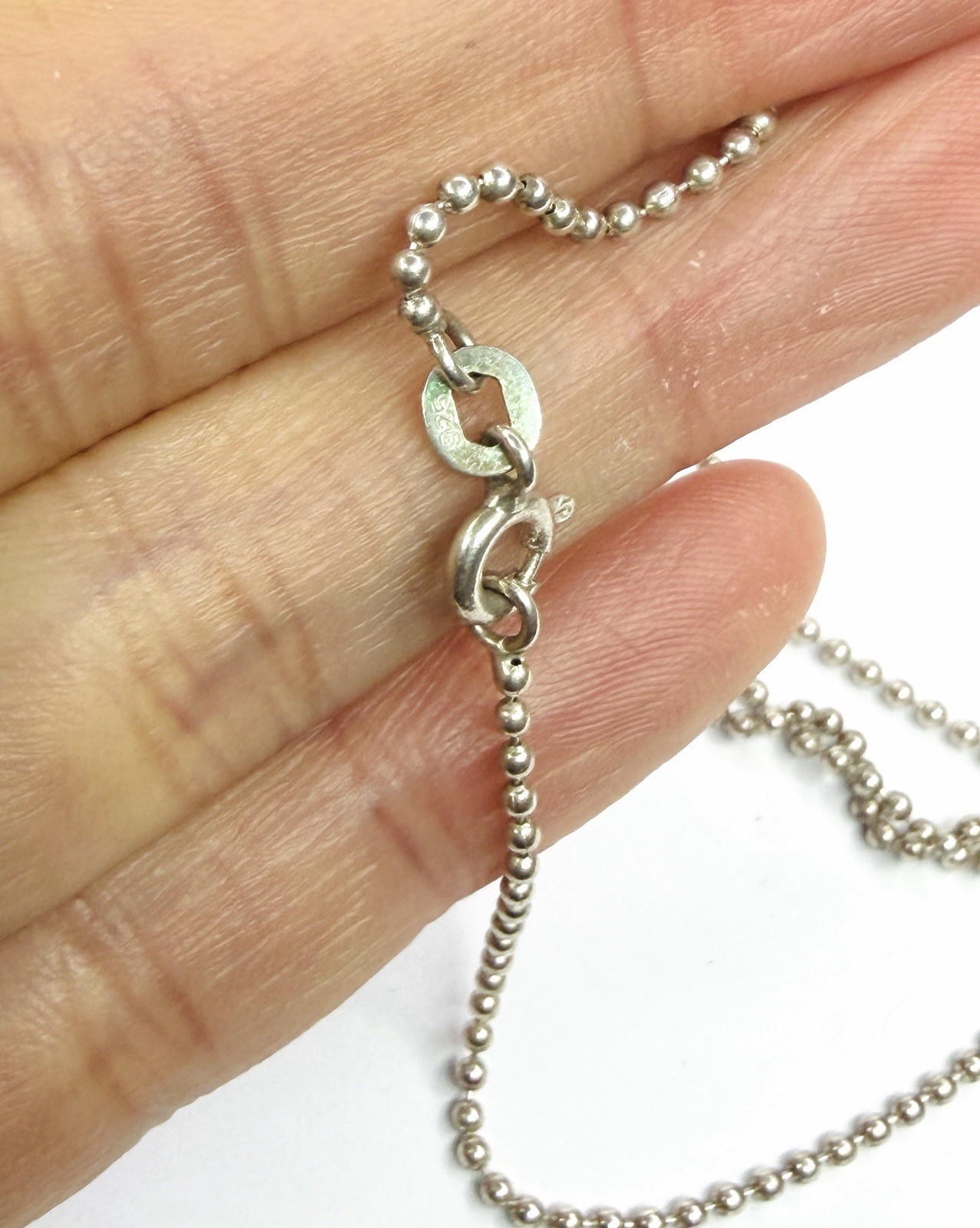 VTG 925 Sterling Silver MOP & Marcasite Catholic Mother Mary Pendant Necklace 17