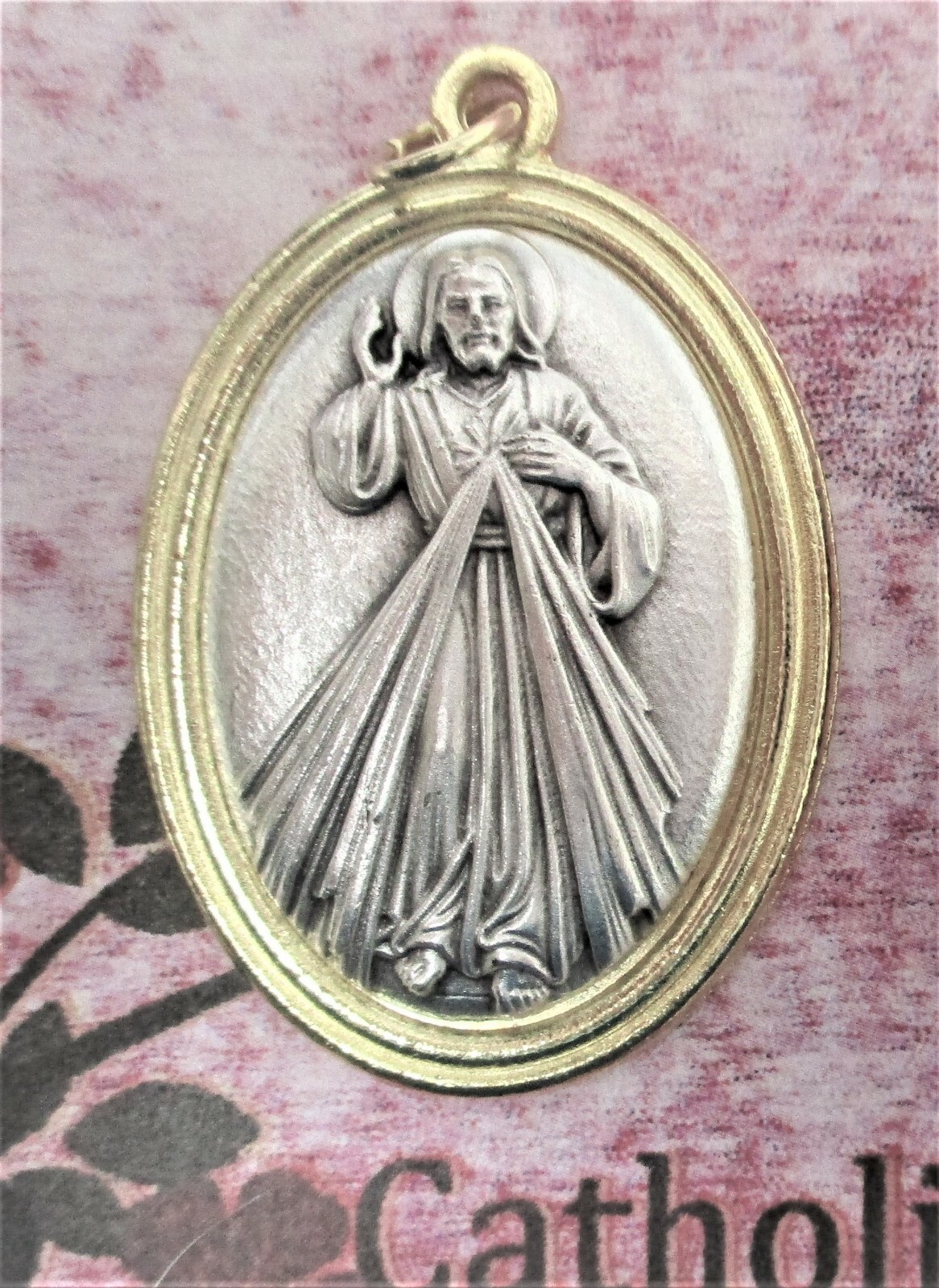 Divine Mercy – Pray for Us – Gold & Silver Tone Italian 1 3/4 inch Medal