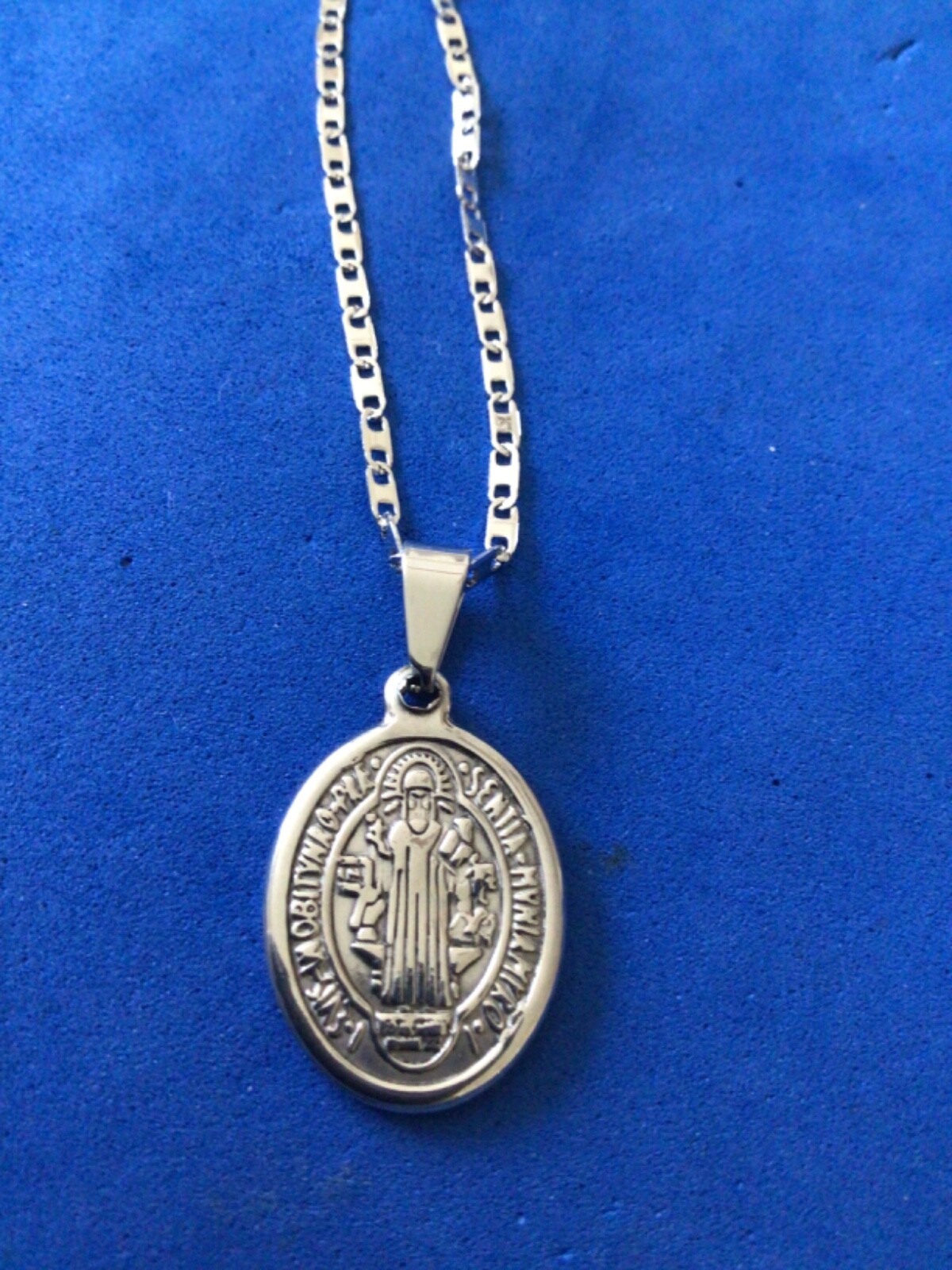 St BENEDICT Medal Protection NECKLACE Pendant Saint Medal Stainless Steel 23”