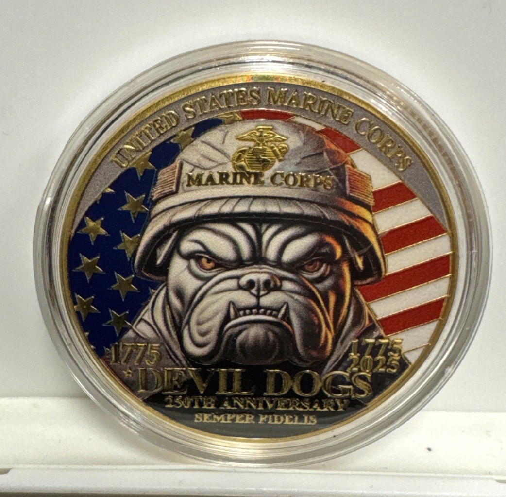 Marine Corps 250th Anniversary Challenge Coin – USMC Military Commemorative…