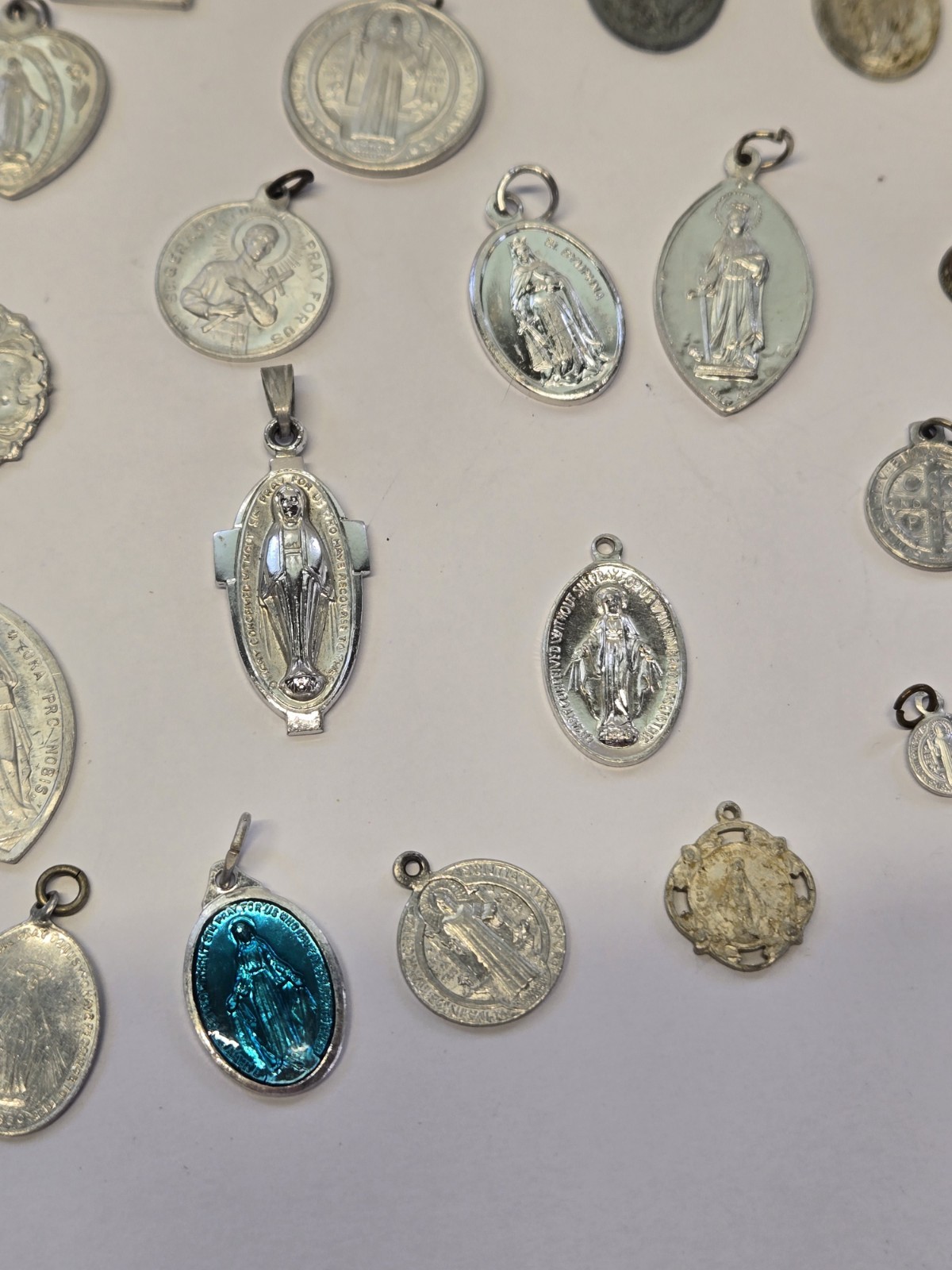 Vintage 39 Piece Lot Aluminum Catholic Medals Half Marked Italy France Germany
