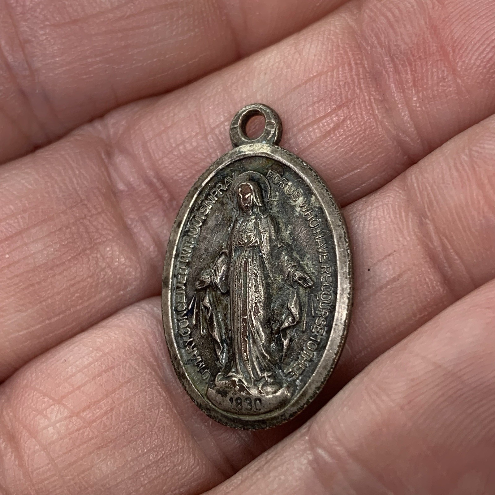 Vintage Religious 1830 Medallion Token Pendant Jewelry Catholic 1” Italy