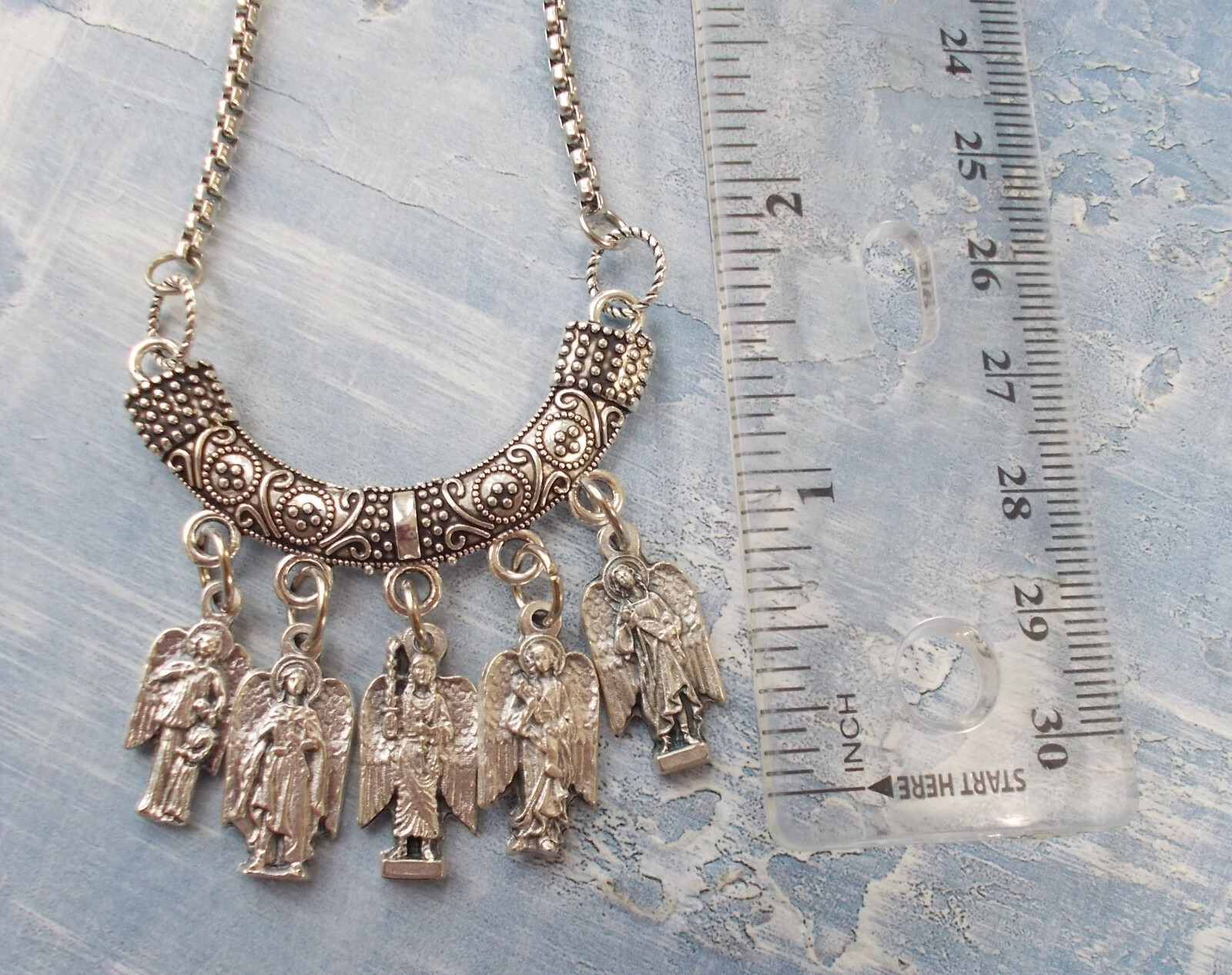 St. Saint MICHAEL Archangel Medal NECKLACE Pendant 4 ARCHANGELS~Stainless steel