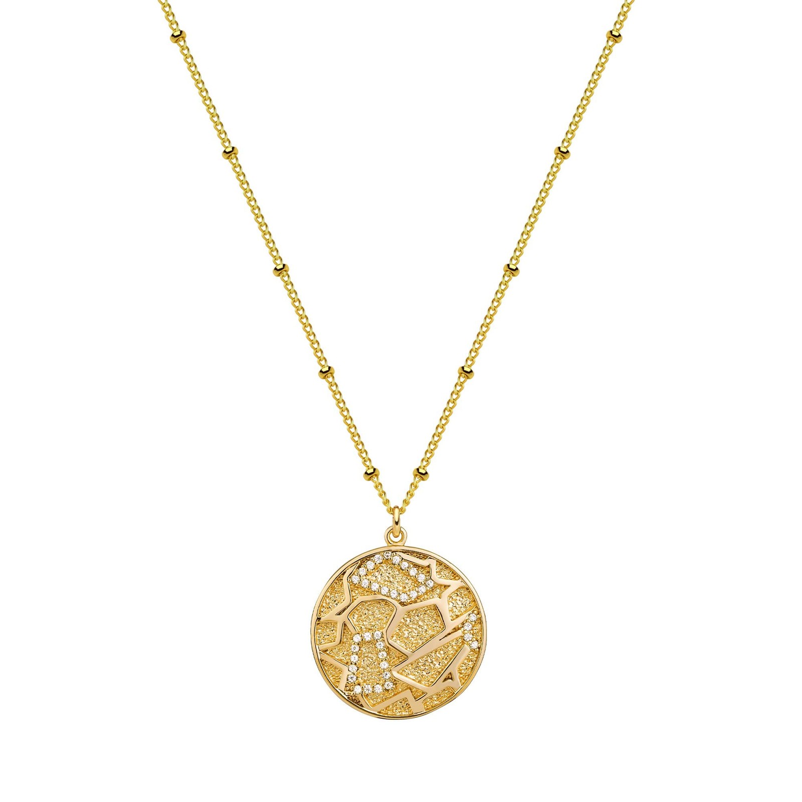 VACRONA Coin Necklace 18k Gold Plated Vintage Textured Medallion Coin Pendant Ro