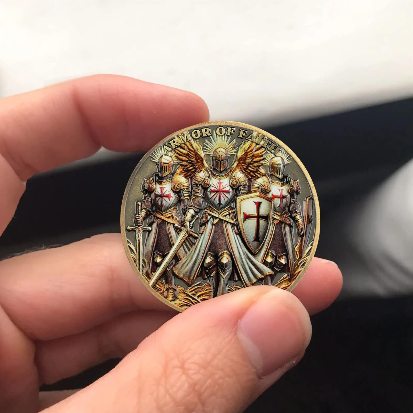 The Knights Templar Christian Challenge Coin Ephesians 6:11 Verse Religious Coin