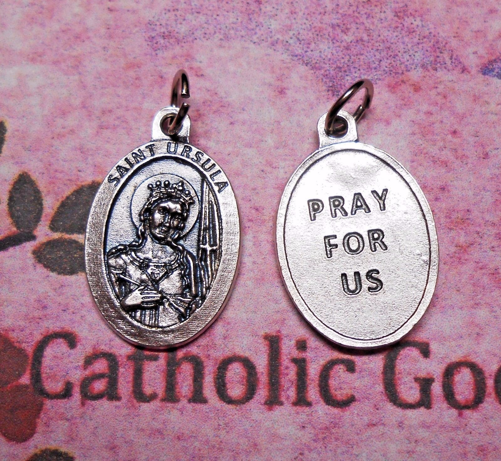 St. Saint Ursula / Pray for Us – Oxidized Die Cast Italian 1 inch Medal