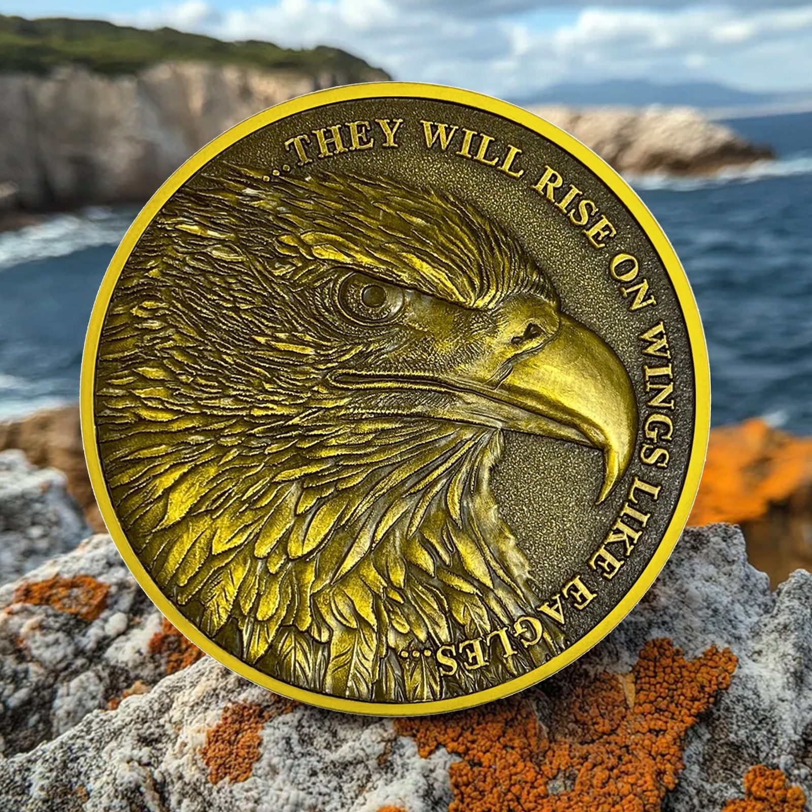 5pcs Inspirational Isaiah 40:31 Verse Religious Eagle Christian Challenge Coin