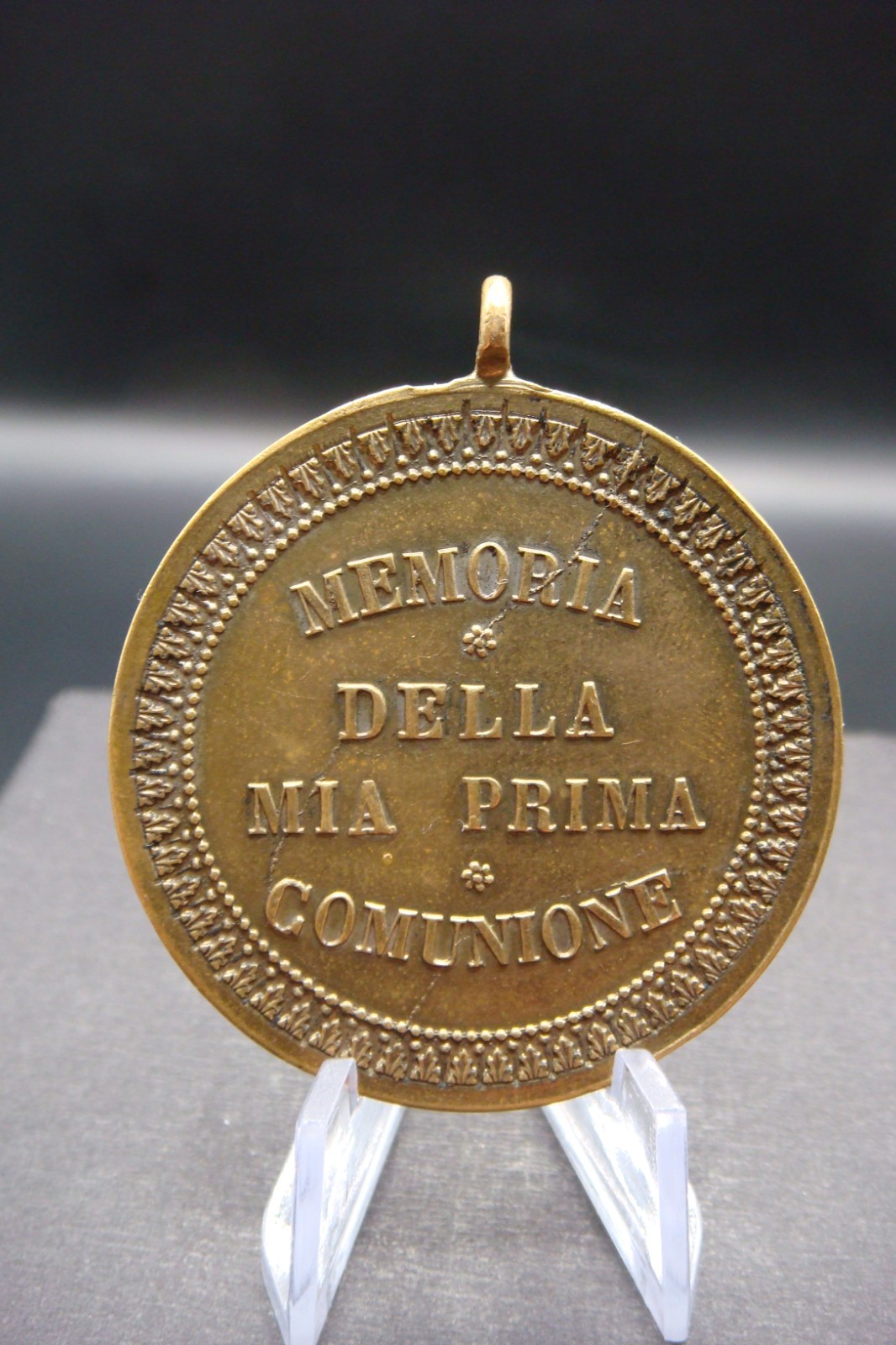 Rare Antique Italian First Holy Communion Commemorative Medal St. Aloysius