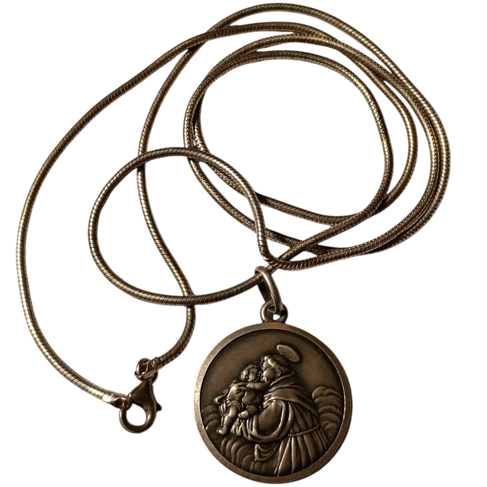 1950s Sterling Silver St. Anthony of Padua Medal Pendant Necklace