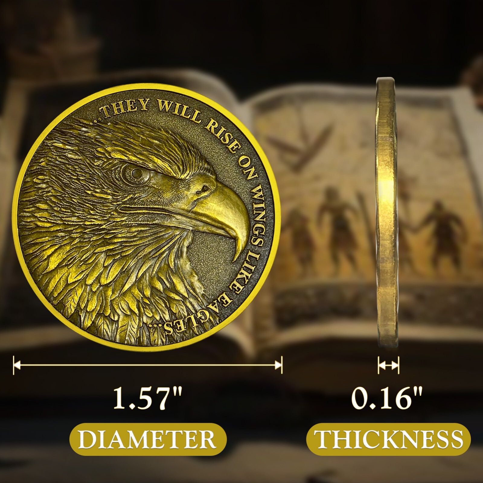 5pcs Inspirational Isaiah 40:31 Verse Religious Eagle Christian Challenge Coin