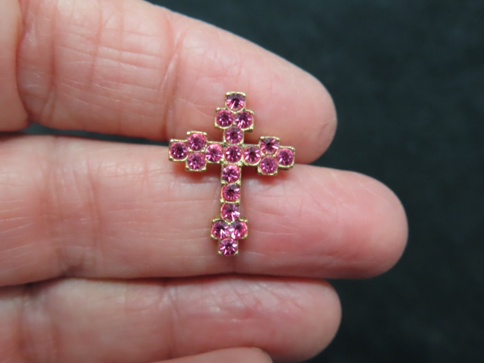 Vintage AVON Circa 2005 Pink Rhinestone Cross