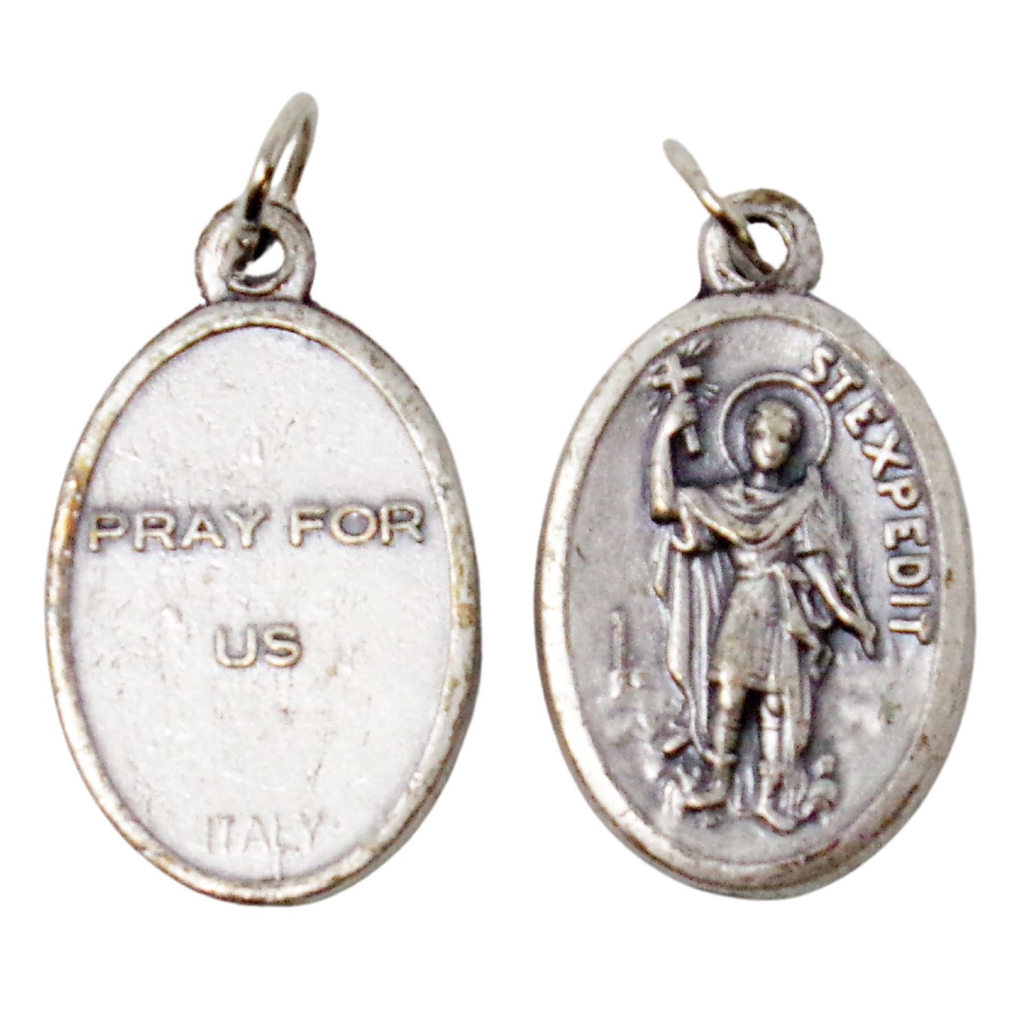 St Saint Expedit Silver Tone Prayer Medals for Rosary Parts 1 In 3 Pack