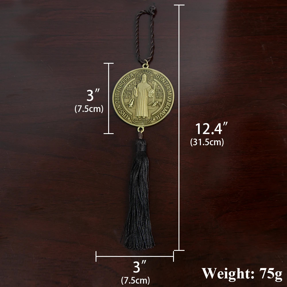 Benedict Medal Religious Bronze Engraving Zinc Alloy Amulet Home Car Decors Gift
