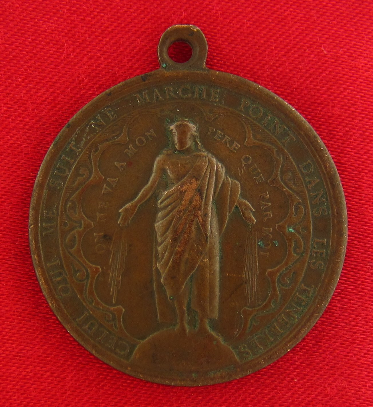 Antique JESUS SACRED HEART Medal ASSOCIATION OF DEVOTED HEARTS Medal PENIN LYON