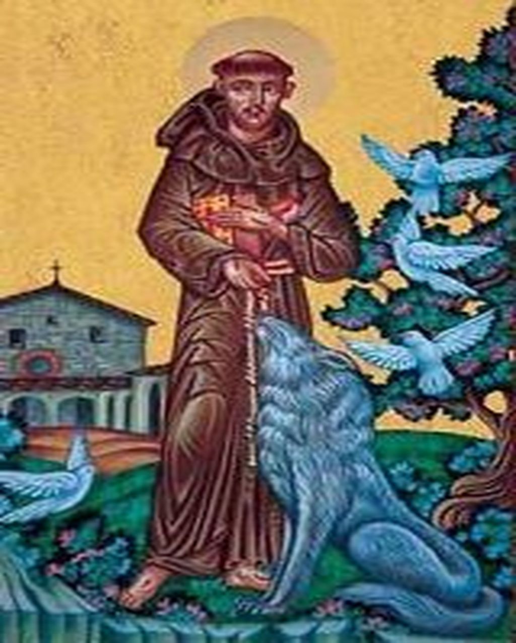 Ladies St Francis of Assisi with Wolf Medal Pendant Necklace 20″ Chain