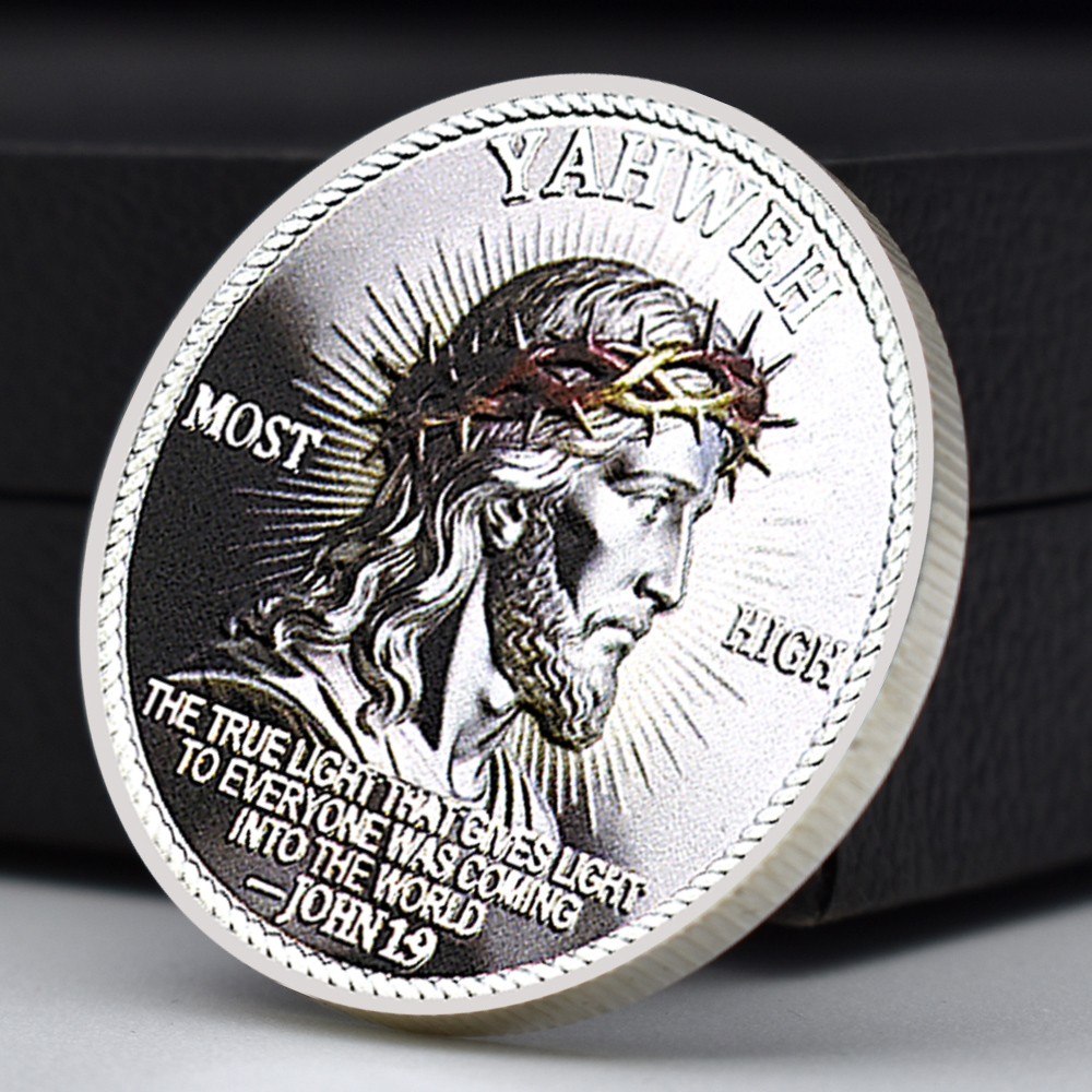 Jesus Cross Christian Challenge Coin John 1:9 Faith Prayer Collectible Medal