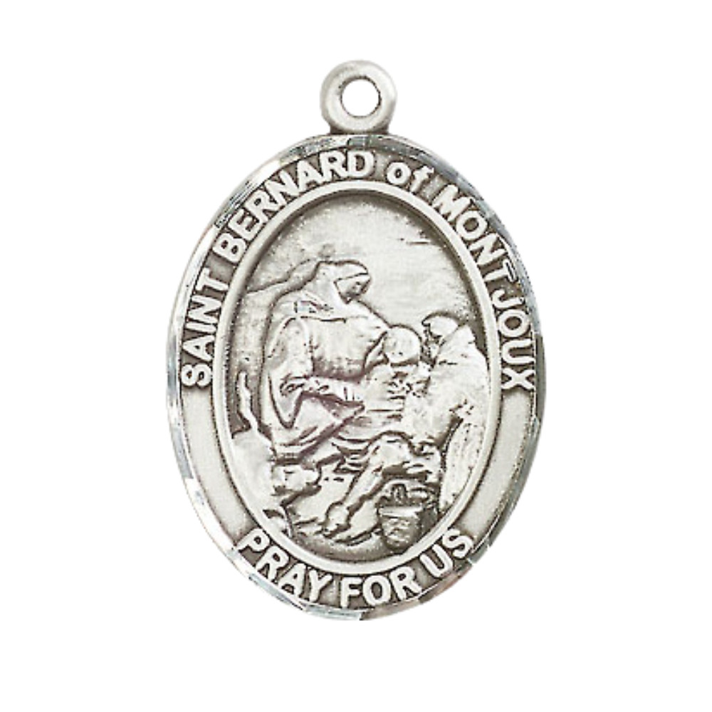 Sterling Silver St Saint Bernard of Montjoux Pendant Necklace on 24” Chain