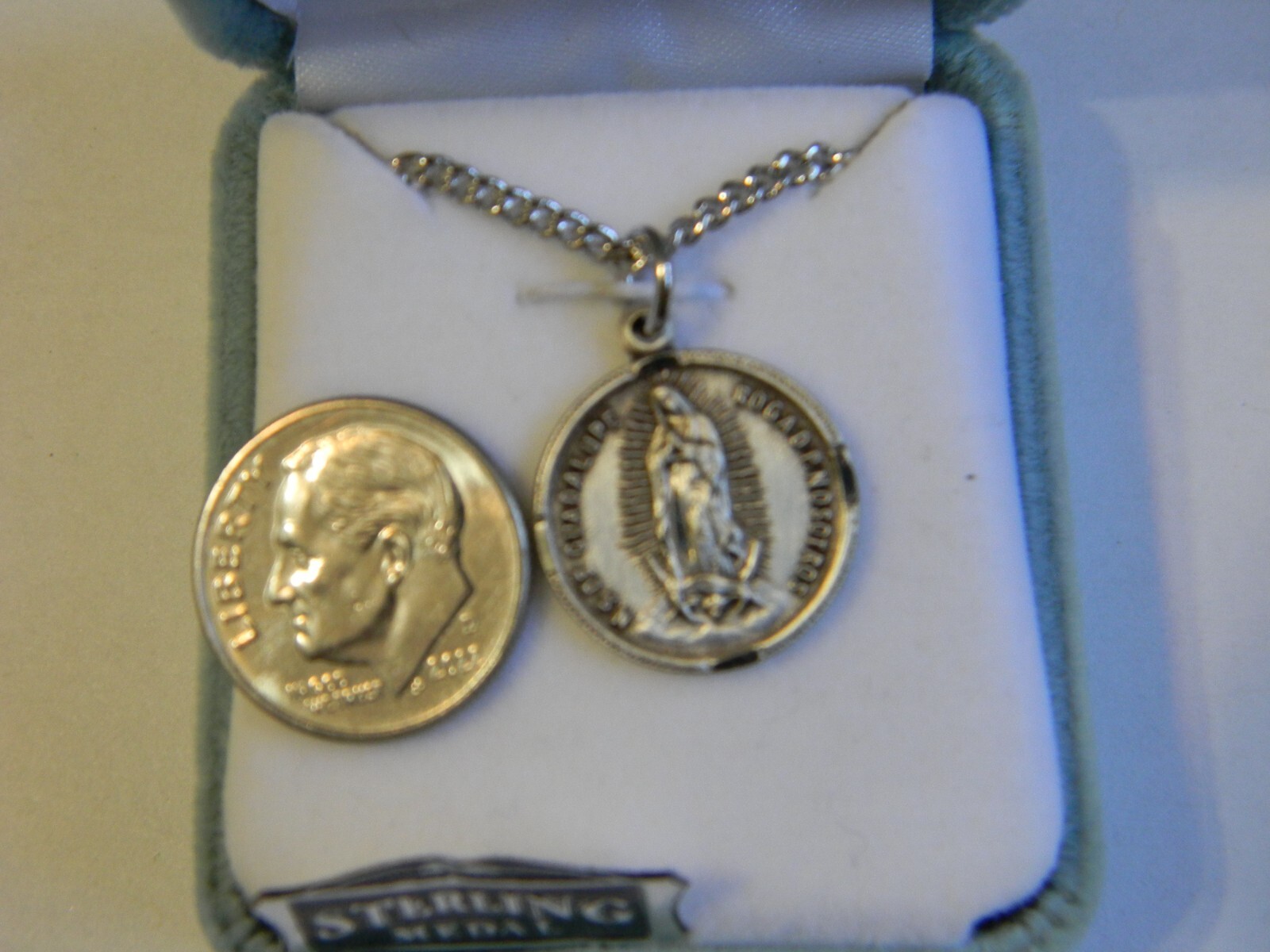 Religious HMH Sterling Our Lady of Guadalupe pendant medal necklace