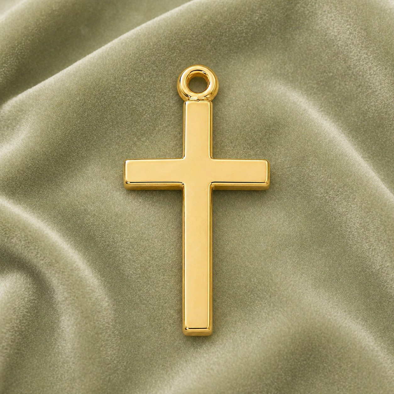 Gold Plated Sterling Medal Cross Pendant Necklace with Brass Chain & Gift Box