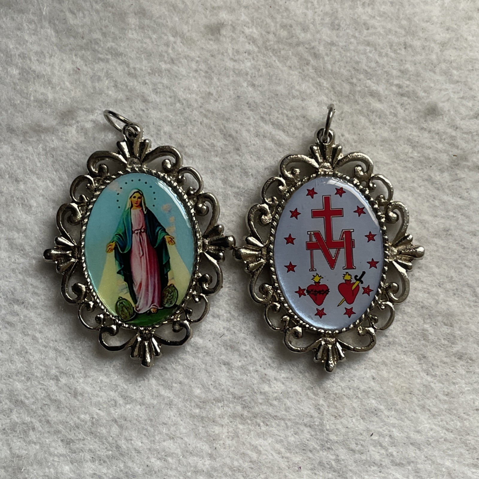 Our Lady Of The Miraculous Medal | Medal Pendant Charm | Silver Tone