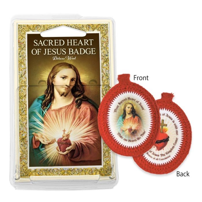 1 7/8″ X 2 1/2″ Pure Wool Sacred Heart of Jesus Badge 1459X