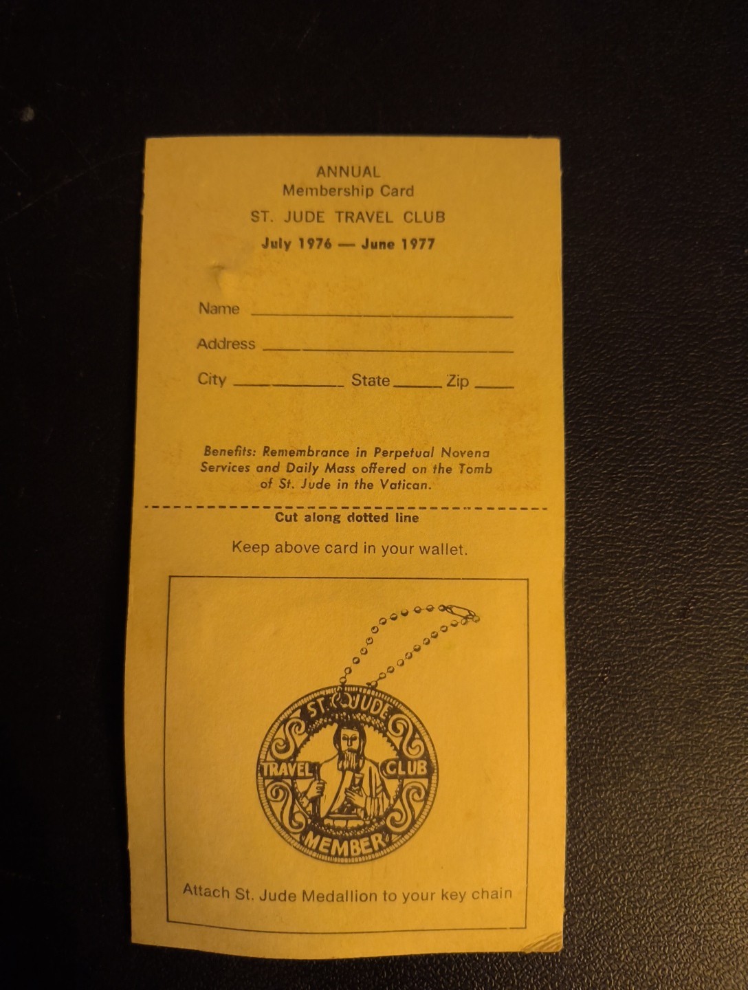 Vintage Annual St. Jude Travel Medallion Unused In Original Packaging