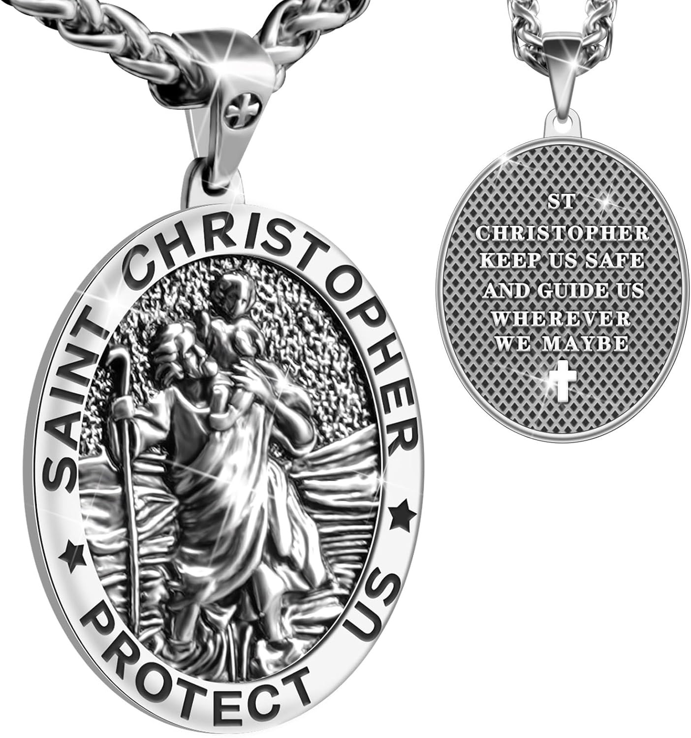 Saint Christopher Necklace St Christopher Medal Bless Safety Religious Pendant G