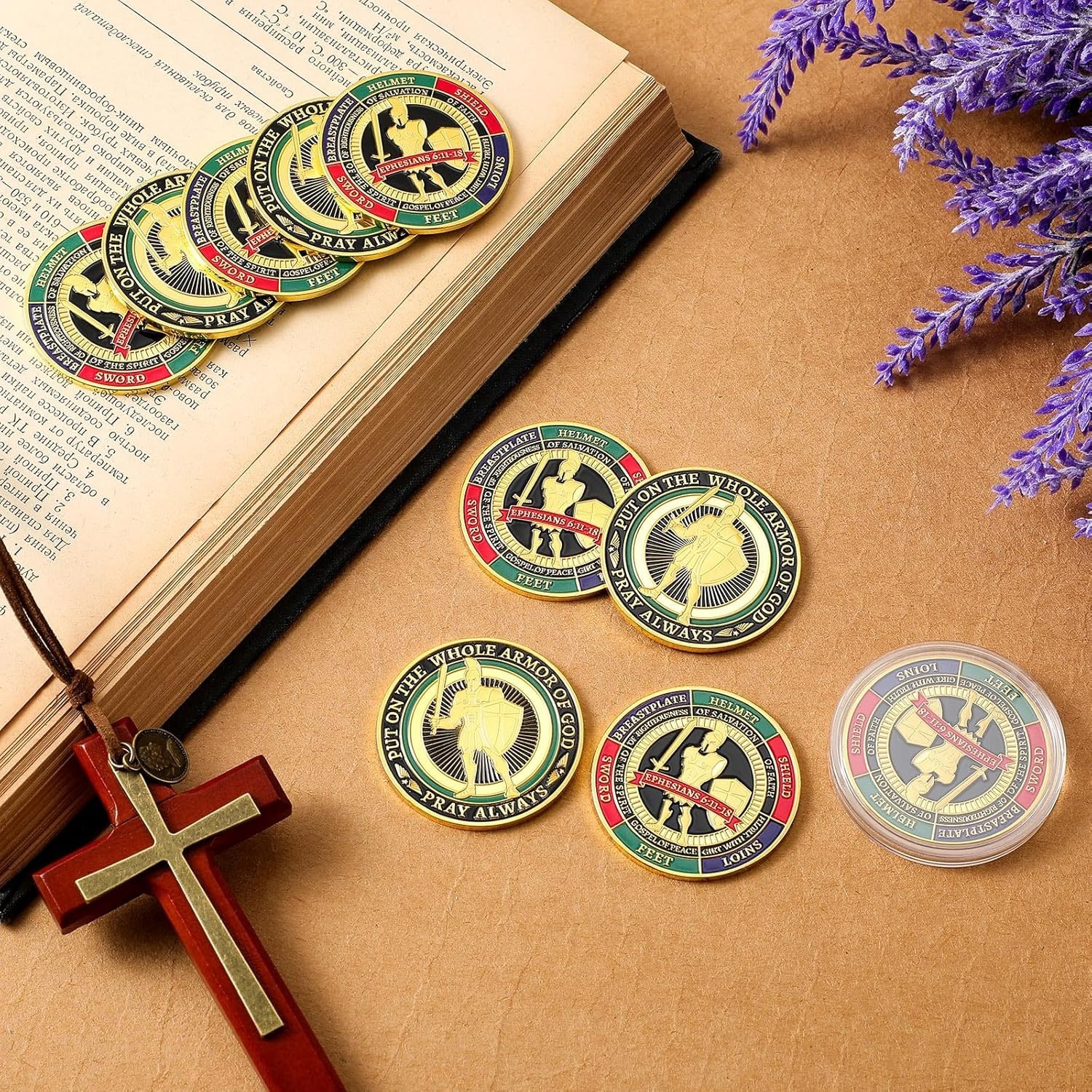 Classic Silver Armor of God Coins – Pocket-Friendly Christian Prayer Set of 10