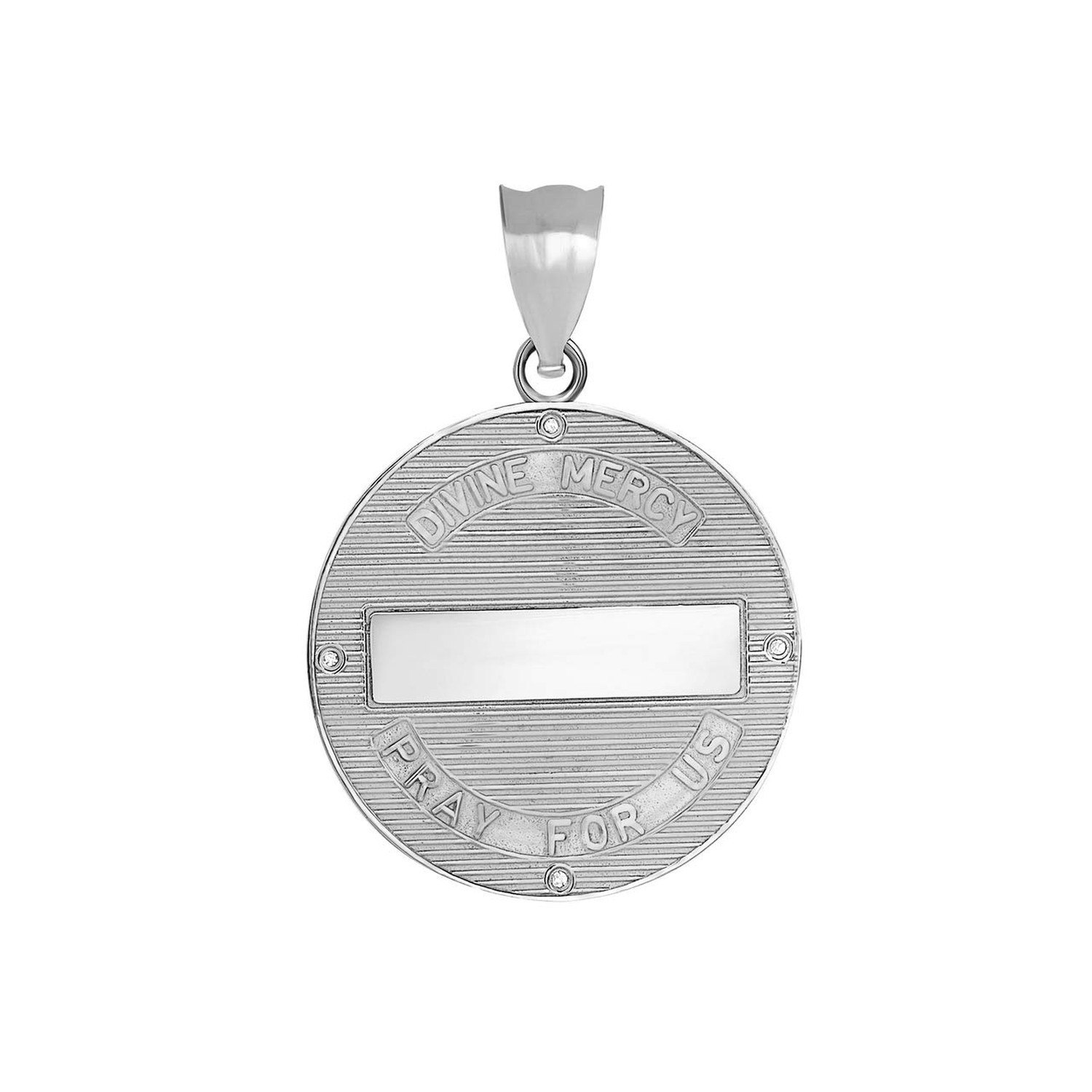 Fine 925 Sterling Silver Cubic Zirconia Round Divine Mercy Of Jesus Medal Pen…