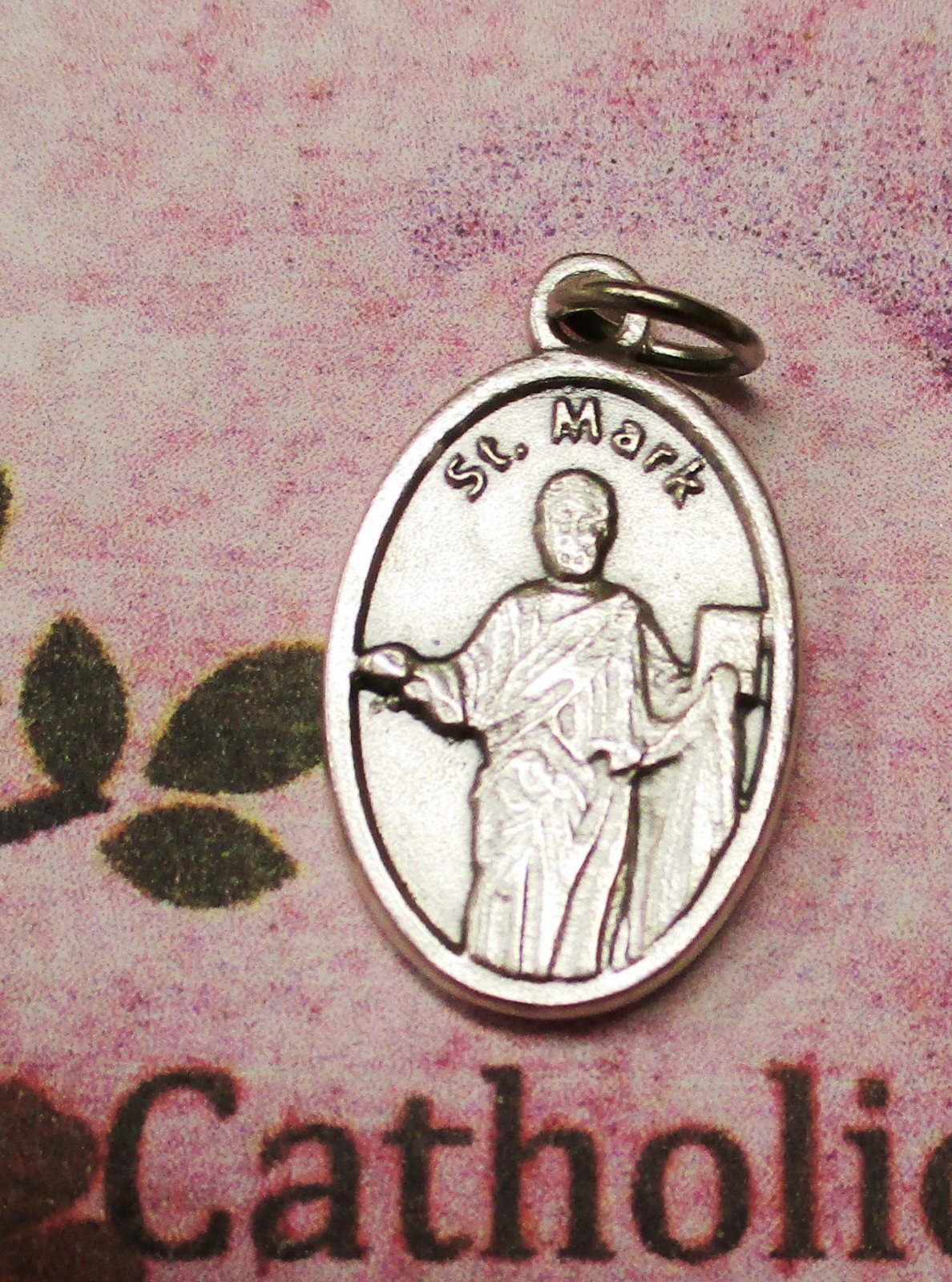 Saint St. Mark – Oxidized silver tone one inch Medal