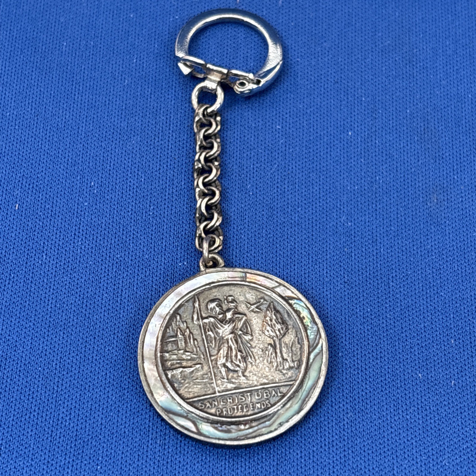 SAN CRISTOBAL PROTEGENOS/St. Christopher Sterling 925 Religious Keychain READ