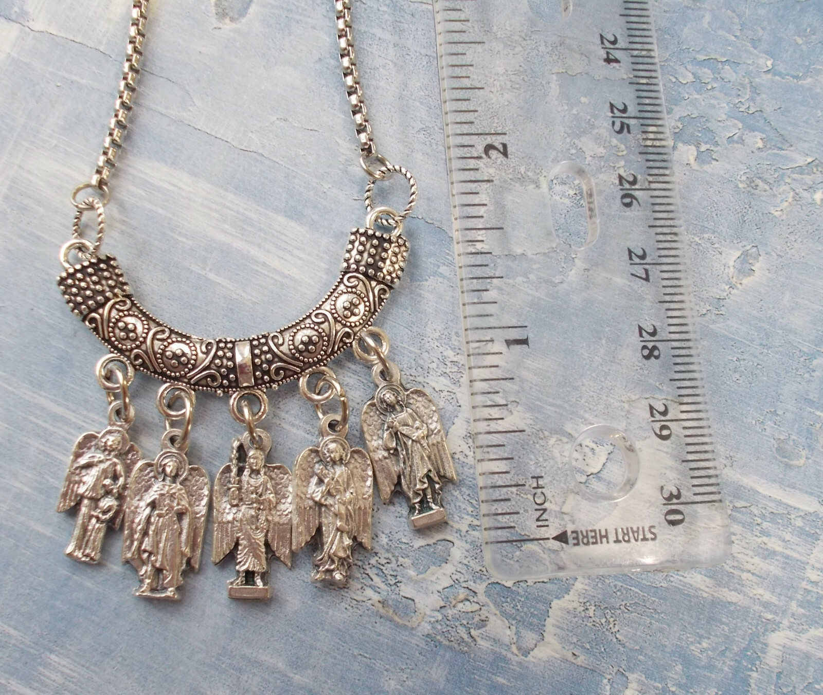 St. Saint MICHAEL Archangel Medal NECKLACE Pendant 4 ARCHANGELS~Stainless steel