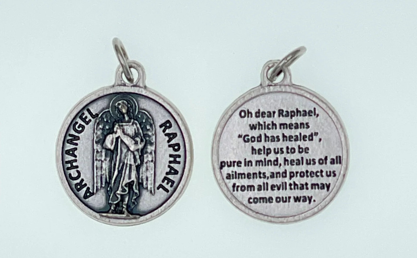 3/4″ Medal- Archangel Raphael – Italian Silver-tone OX