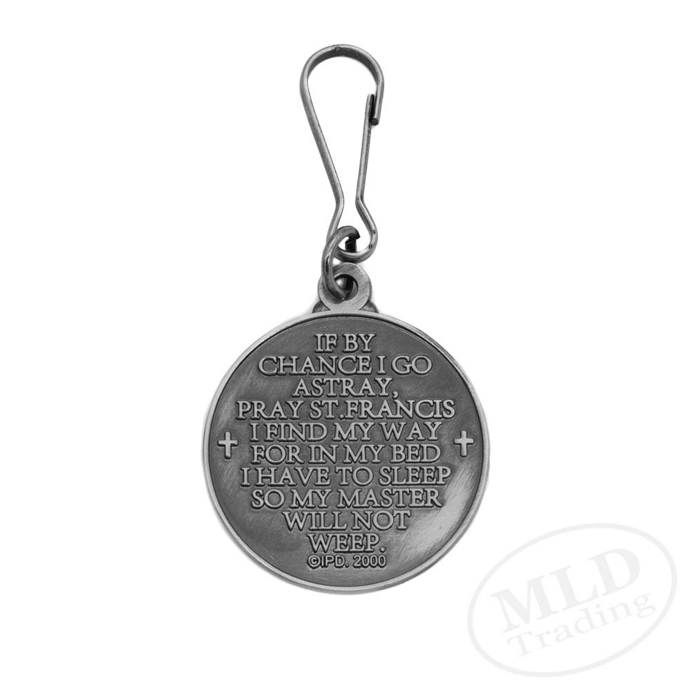 Saint St Francis Dog Tag Medal – Pet ID Charm – “Love All Creatures” Clip