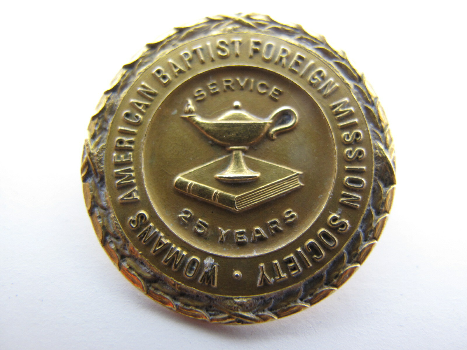 Anna Barbara Grey 10k Gold 25 Years Womans American Baptist Foreign Mission Pin