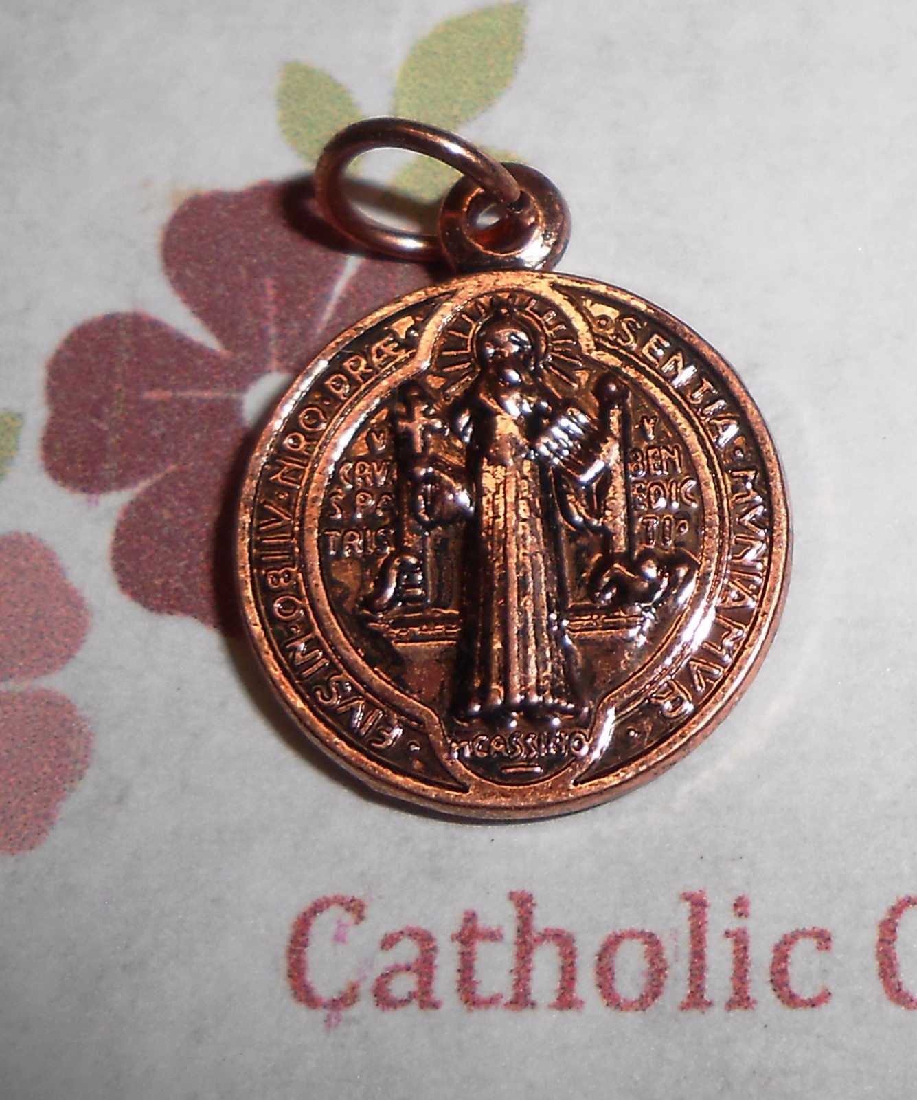 SAN BENITO Medalla -St. Saint Benedict Cross – .625 Ant Copper – Made in Italy