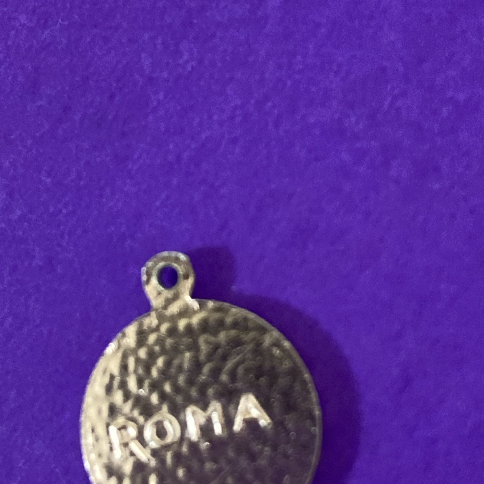 Vintage Virgin Mary Metal Charm Pendant , Gold-Toned, Roma, Christianity, 1/2”