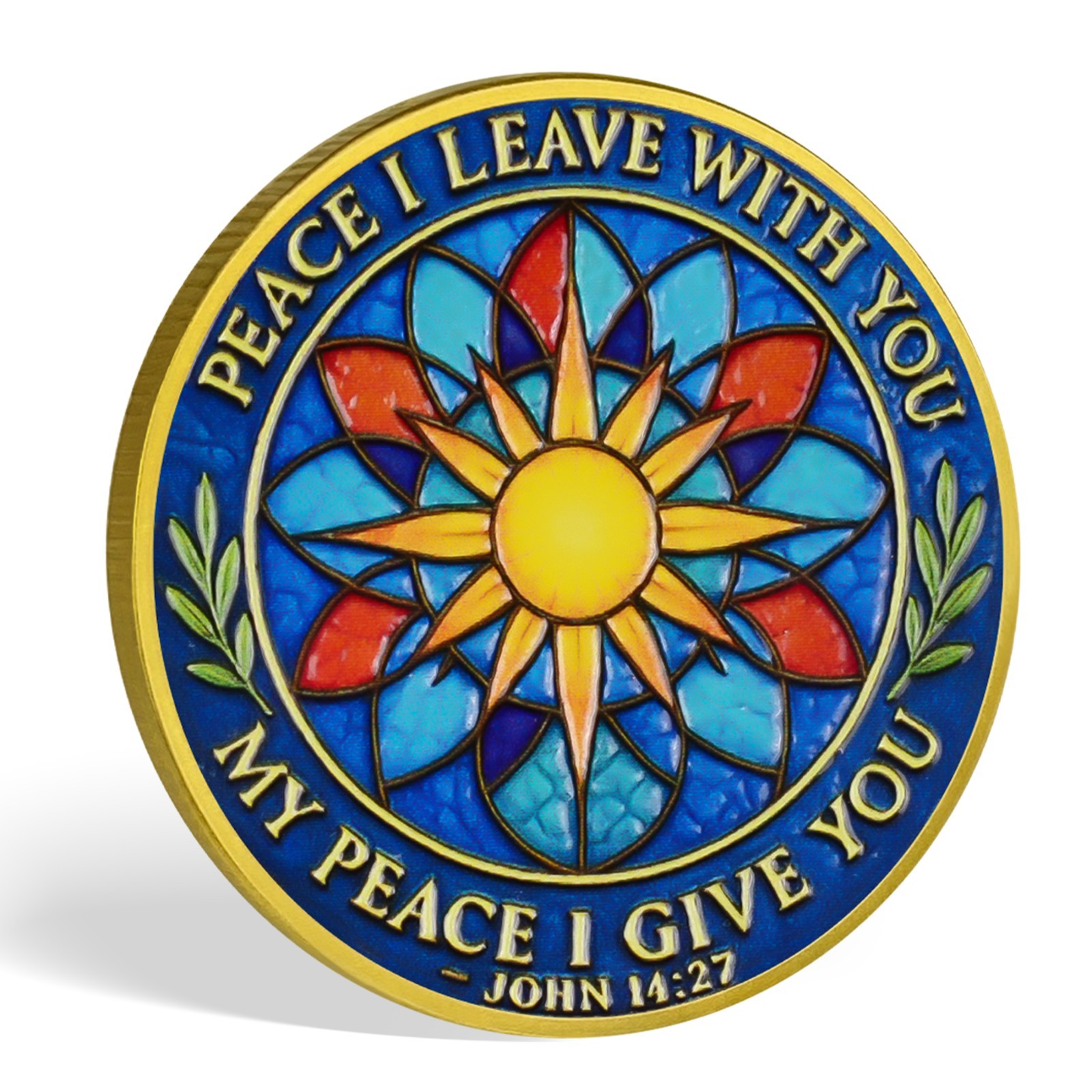 5pcs Christian Challenge Coin John 14:27 Bible Verse Holy Dove Themed Faith Gift