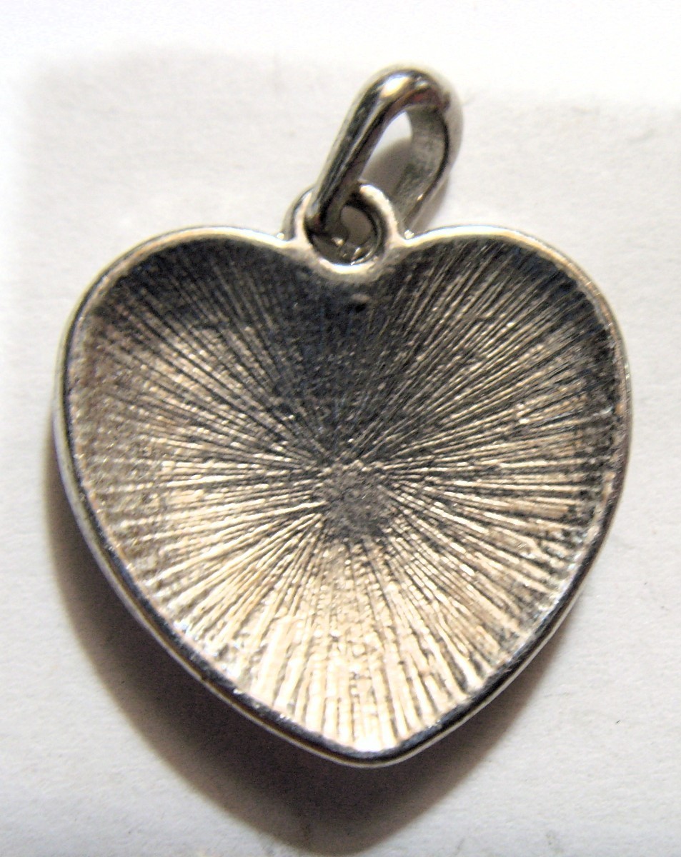 1950s antique catholic Heart Love pendant faux gems pink diamante 54499