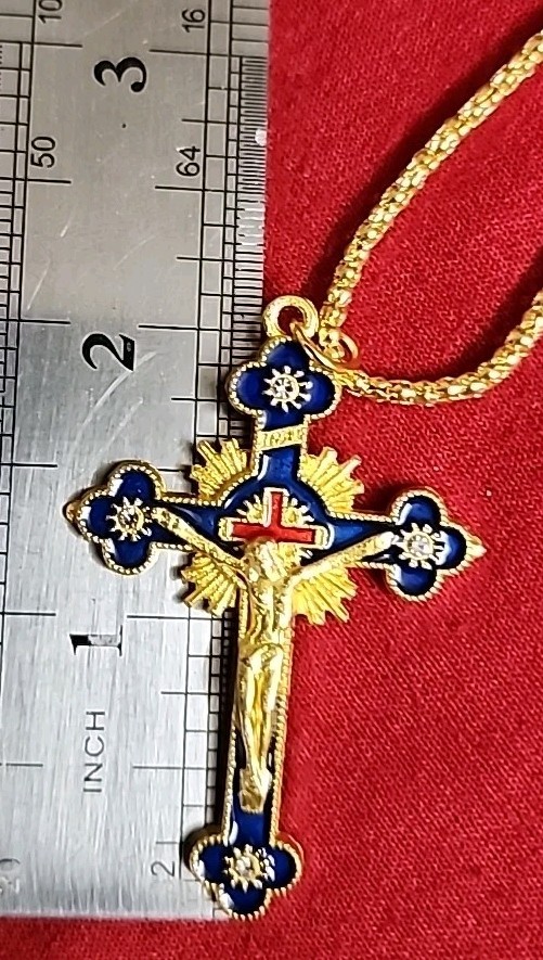 Christian CATHOLIC Holy CROSS WITH CHAIN GOLD PLATED New