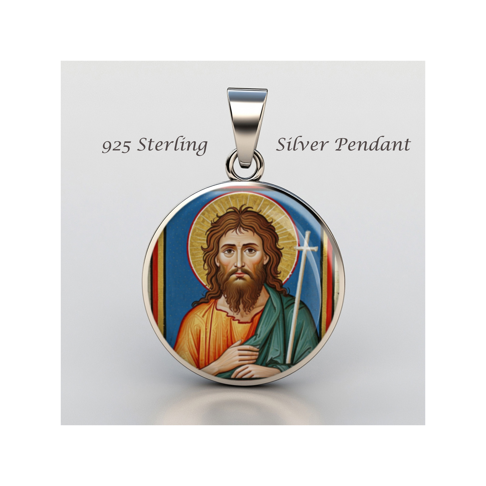 Saint John The Baptist 925 Sterling Silver Christian Medal