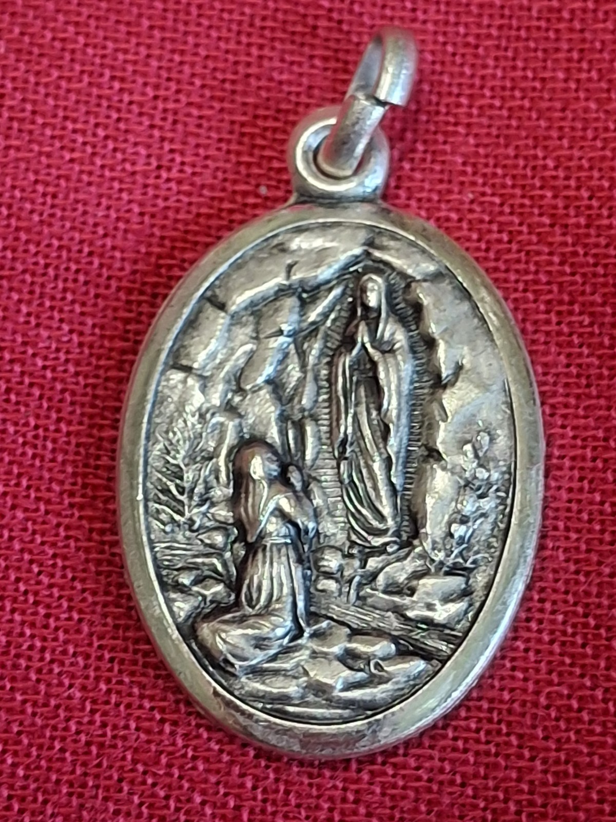Vintage St Bernadette OL Lourdes Medal NEW Never Used Brushed Edges 1950s