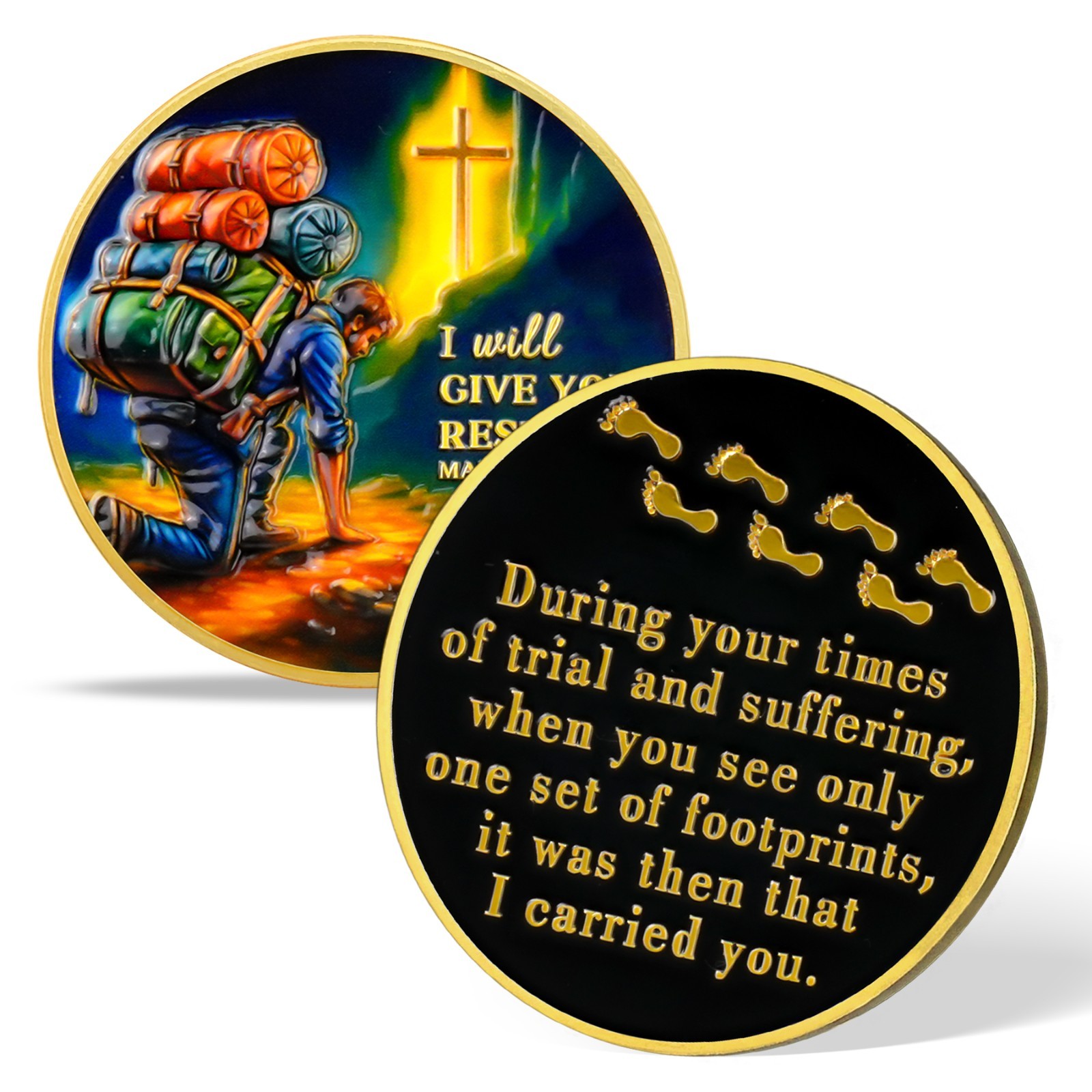 5pcs Christian Challenge Coin – I Will Give You Rest – Matthew 11:28 Verse Coin