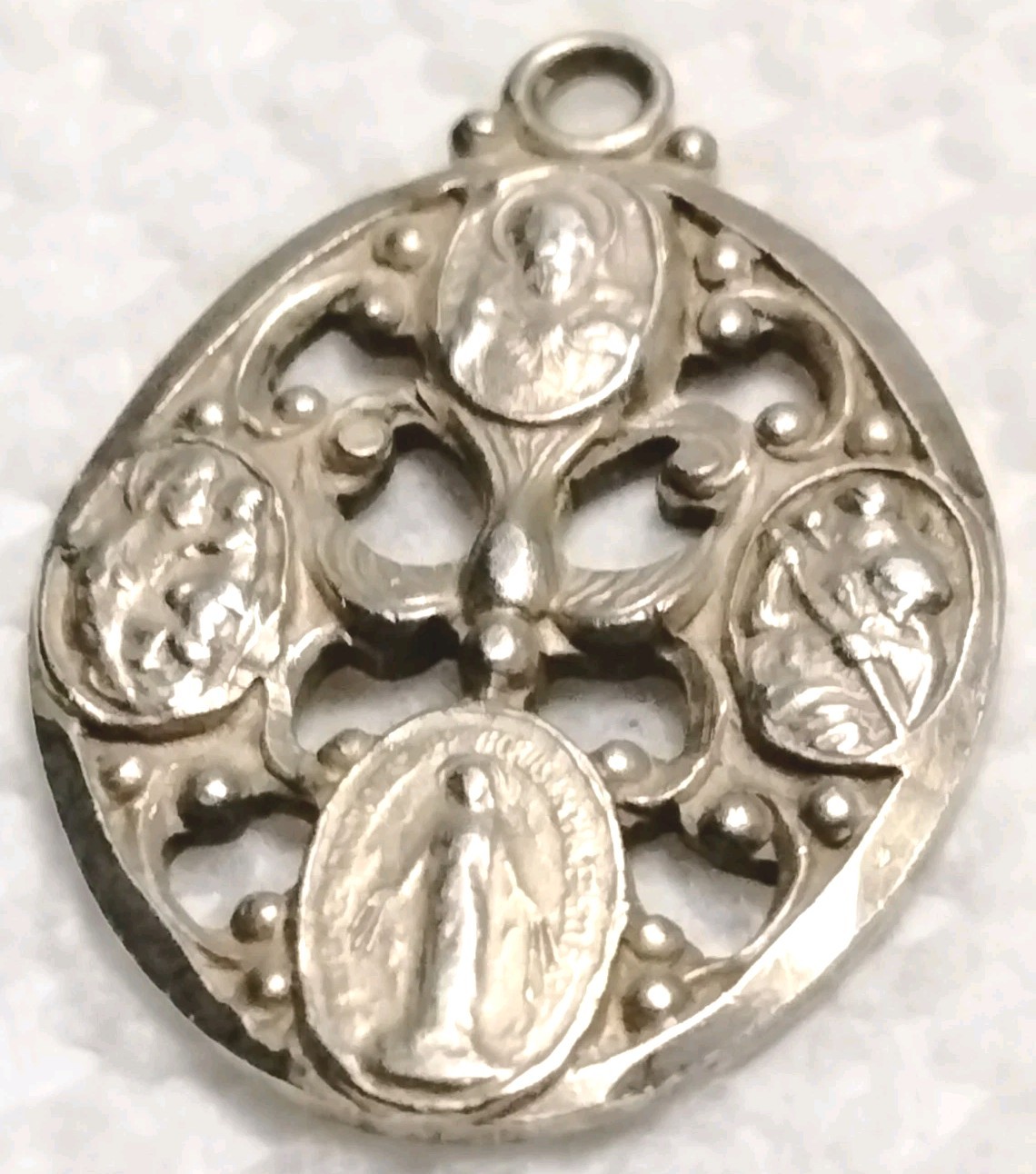 Sterling Silver Saint Joseph Saint Christopher 4 Way Cross Religious Medal
