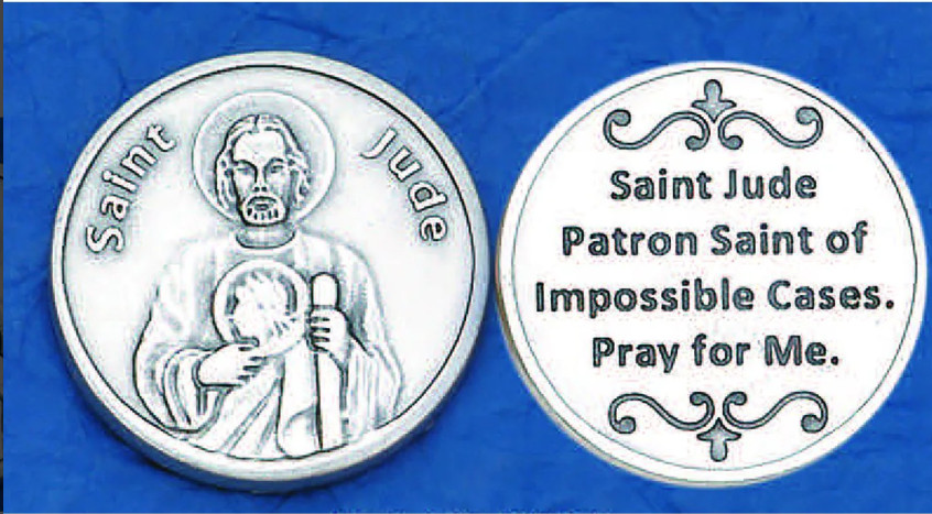 Saint St. Jude with Prayer- V2 – Silver tone Pocket Coin