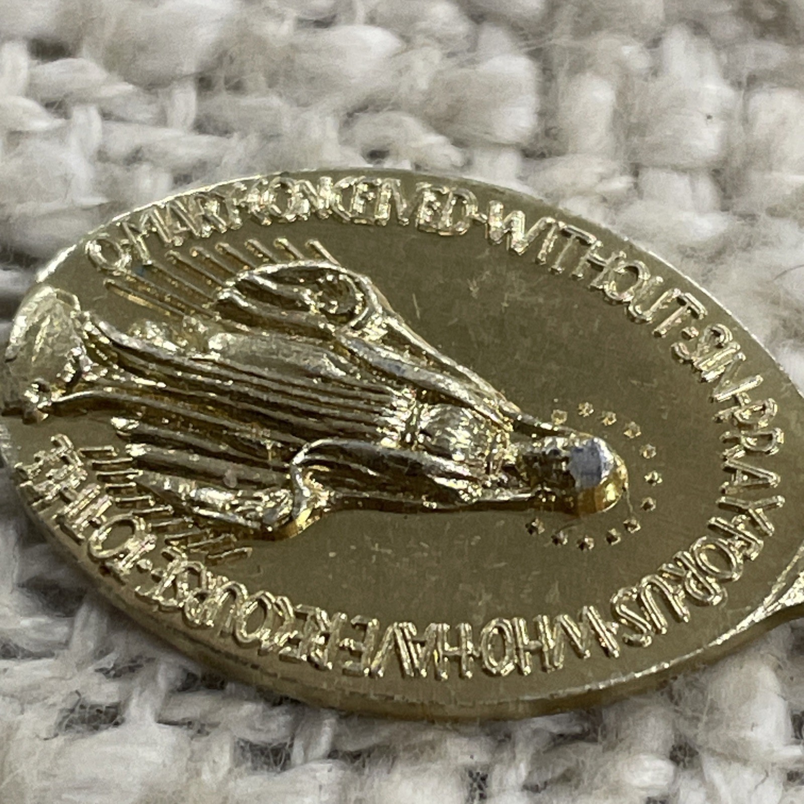Gold Toned Miraculous Medal Blessed Virgin Mary Religious Charm Pendant